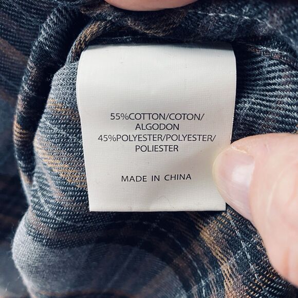 Molokai Surf Co Men's M Medium Blue Black Plaid Flannel Button Up Shirt - Picture 6 of 16